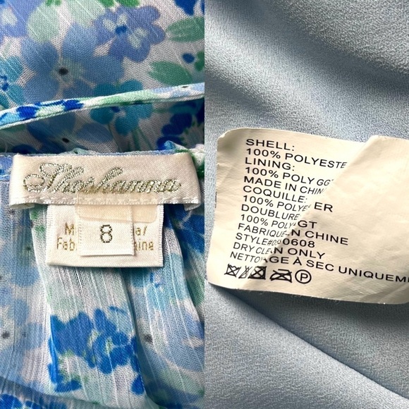 SHOSHANNA Floral Chiffon Smocked Waist Flutter Sleeve V-Neck Ruffle Mini Dress 8 - Picture 5 of 6